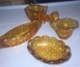 4- amber glass pieces