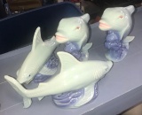 2- sharks figures & 2- Dolphins figures