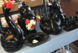 8- Black pottery pieces figurines