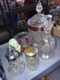 Ruby/crystal dishes/sugar shakers