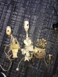 3- vintage brass candle holders/wall lamps