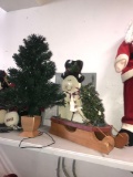 Fiber lite Christmas tree/lighted snowman on sleigh