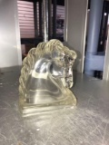Glass horse bookend