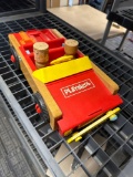 assorted wood, construction toys, Playschool car train, Lincoln logs