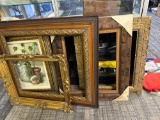 five large antique picture frames