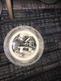 Vintage Royal China Jeannette black currier & Ives 10 in pie plate