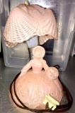 Vintage table glass pink girl lamp