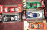 5- Action Nascar stock cars 1/64 scale Bobby Labonte-Kevin Harvick-Tony Stewart-Warron Johnson-Dale
