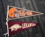 2- banners Arkansas & Cleveland browns