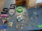 large lot of assorted vintage costume, jewelry class pens badges, ribbons, newer school, let