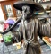 3 foot tall, brass, oriental, carrying water jugs