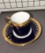 Vintage Fontanille &Marraud Limoges cobalt blue /gold trim demitasse cup & saucer