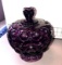 Vintage Amethyst Plum purple Moon & Star Medium compote candy dish has flea bite on look