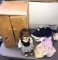 Vintage Ginny Vogue doll 7 in tall with clothes and wooden storage box