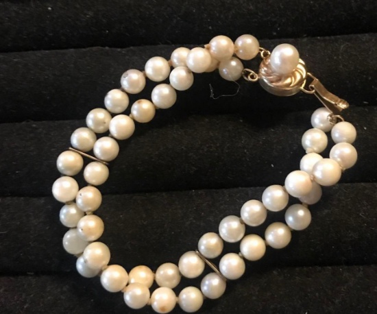 14k 2- strand Pearl bracelet 1.5 grams