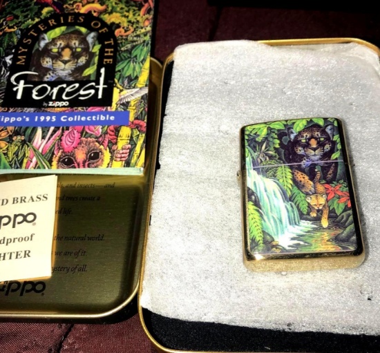 Zippo 1995 mysteries of the Forrest brass lighter never used