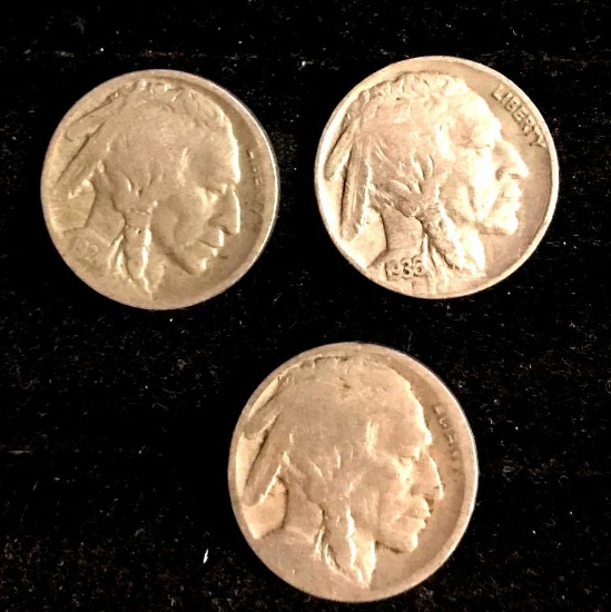 3- Buffalo nickels 1924-1936