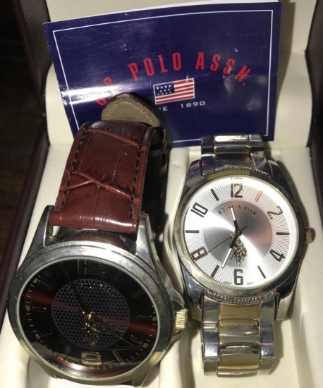 2- U.S. Polo Assn. mens watches with case and paperwork