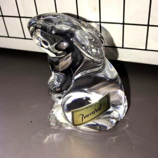 Baccart crystal Rabbit paperweight figurine France