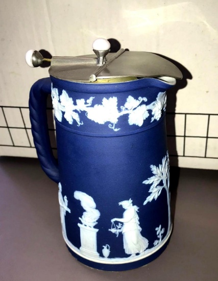 Vintage Wedgewood cobalt jasperware Trojan creamer