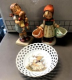 3- vintage Hummel Globel figurines/dish