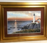 Framed lighthouse picture by Ralph Taylor 44 in x 35 in