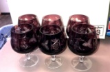 6- amethyst crystal cut glasses