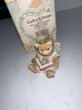 calico kittens, 1993 kitten, angel reading book hanging ornament
