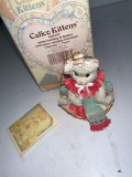 calico kitties 1993 kitten knitting in a basket
