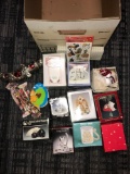 assorted cat figurines/pens/Avon bottle