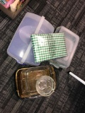 Pyrex-plastic containers- table cloth