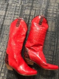 Charles David red ladies leather boots made in Italy size 6 1/2