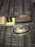 3- Silverplated baby cup- Poole silver co. box/butter dish with lid