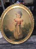 Antique gold frame round picture 25 in x 32 in