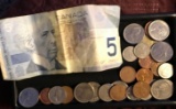 Canadian bill and coins