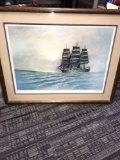 Framed Ground Swell picture signed 37 in x 30 in