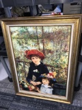 La Pastiche Pierre- Augusta  RenoirTwo sisters on the terrace signed picture 34 in x 24 in