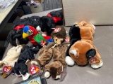 lot of nine Ty beanie babies with tag protectors