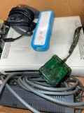 Xbox 360 system power supply, six controllers, miscellaneous accessories