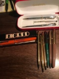Assorted pens -Parker fountain pen & Pencil set-Sheaffer set- Parker big red pen-3- Cross pens