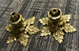 Pair of brass candle holders