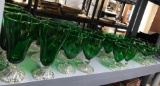 28- Green /crystal stem glasses