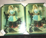 2- antique metal posters 9.5x12 inch