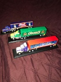 3- semi trucks Bud Ice- ODouls- Busch die cast