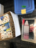 6- boxes of Kleenex/designed cats ironing board cover