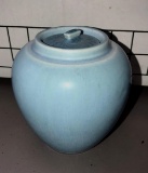 vintage Rookwood blue pottery jar with lid marked