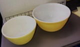 2- Pyrex Primary Yellow Bowls