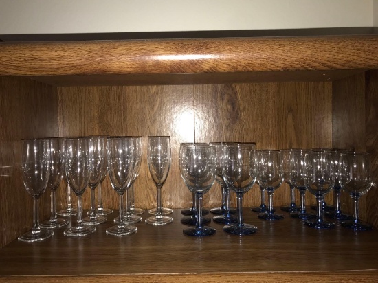 21- assorted stem glasses