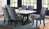 70 inch marble top table with base and 6 chairs