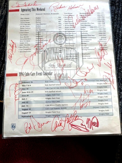 1994 Cubs ninth annual flyer with 14 autographs